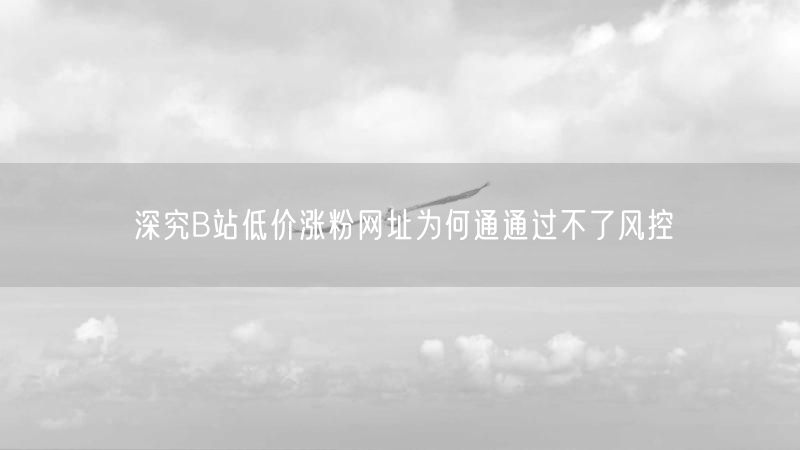 深究B站低价涨粉网址为何通通过不了风控